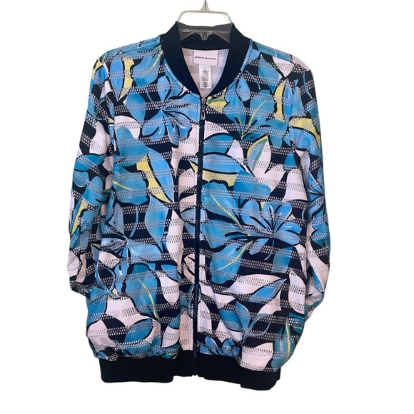 Alfred Dunner perforated print, Floral bomber style lightweight jacket Sz 14 GUC - Picture 6 of 9